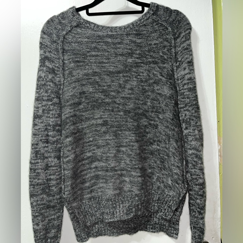 Aqua gray 100% cashmere scoop neck pullover sweater small